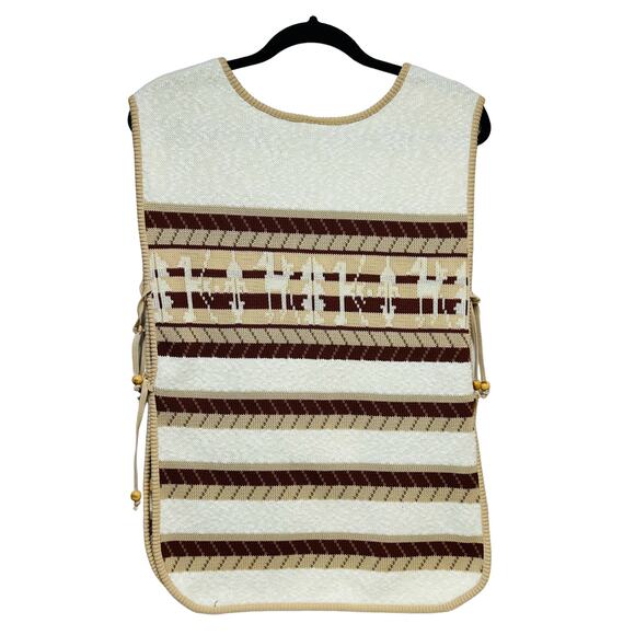 Vintage Side Tied Closure Striped Cover Up Knitted Top Brown Women's Size‎ OS - Picture 1 of 9